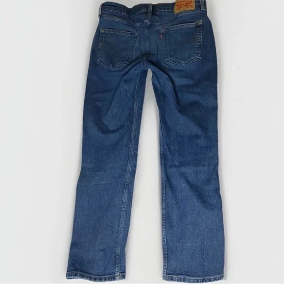 Levis Jeans Mens 34x30 Blue 514 Straight Leg Fit Workwear Mid Wash Stretch Denim - Picture 2 of 10